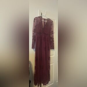 Forever 21 Red Long Sleeve Bishop Gown for Brides